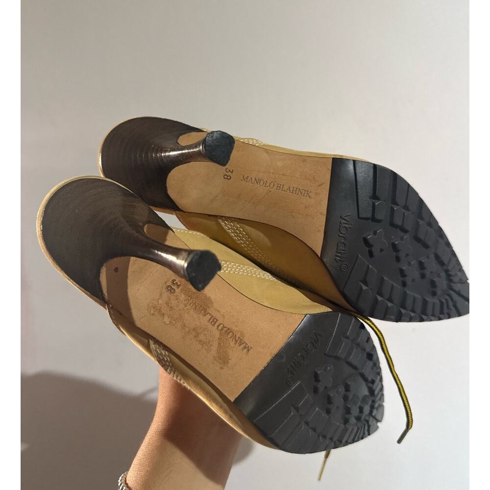 Manolo Blahnik y2k Oklamod Tan Nubuck Timberland Lace Up Mule Heels 38 - Picture 7 of 11